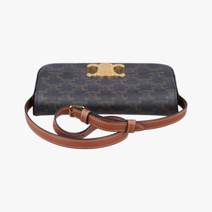 Pre-owned Celine TRIOMPHE Brown PVC coated canvas  shoulderbag | stylenewstar