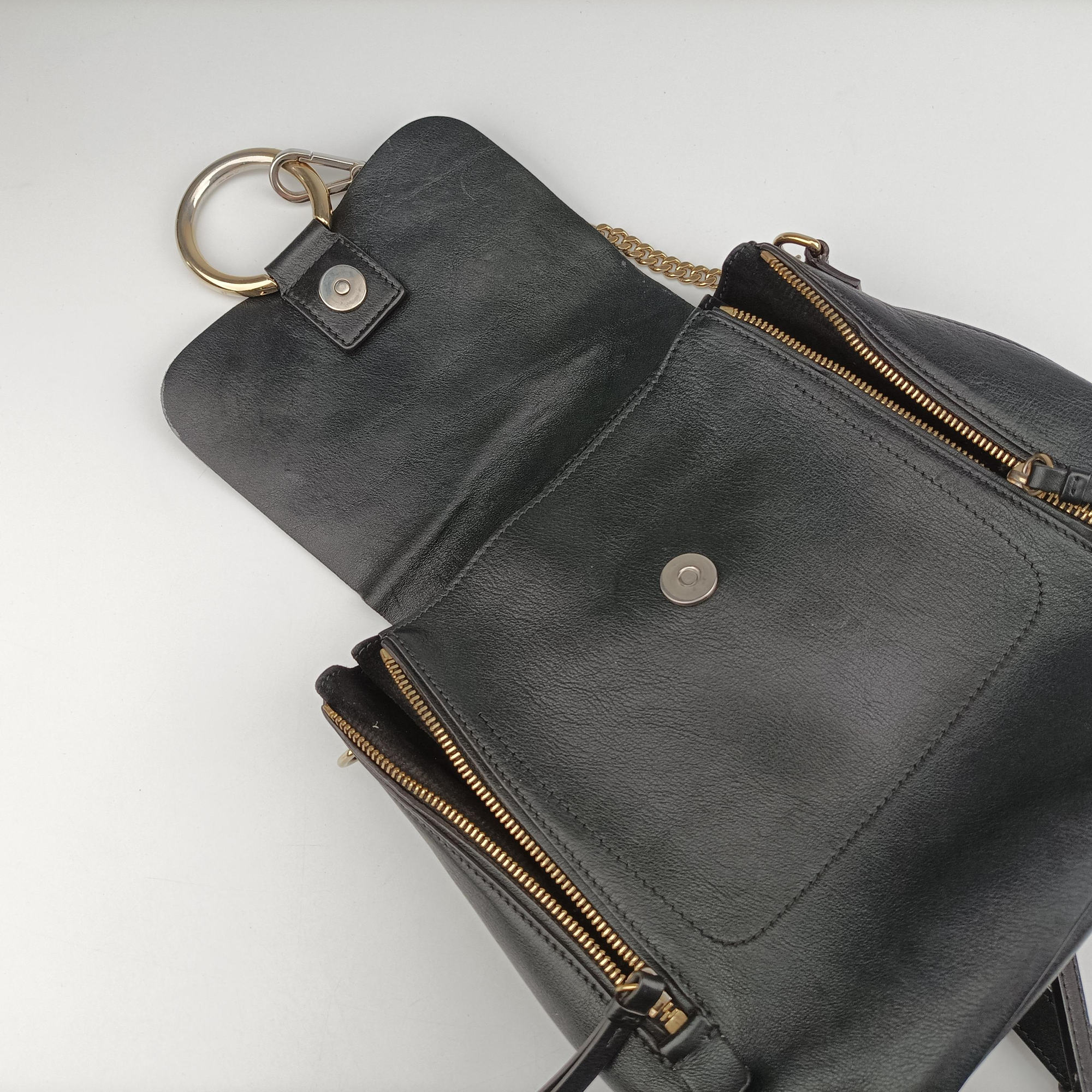 Pre-owned Chloe FAYE Black Leather × suede  shoulderbag | stylenewstar