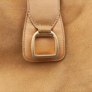 Pre-owned Gucci Stirrup Camel Suede 001.05 shoulderbag | stylenewstar