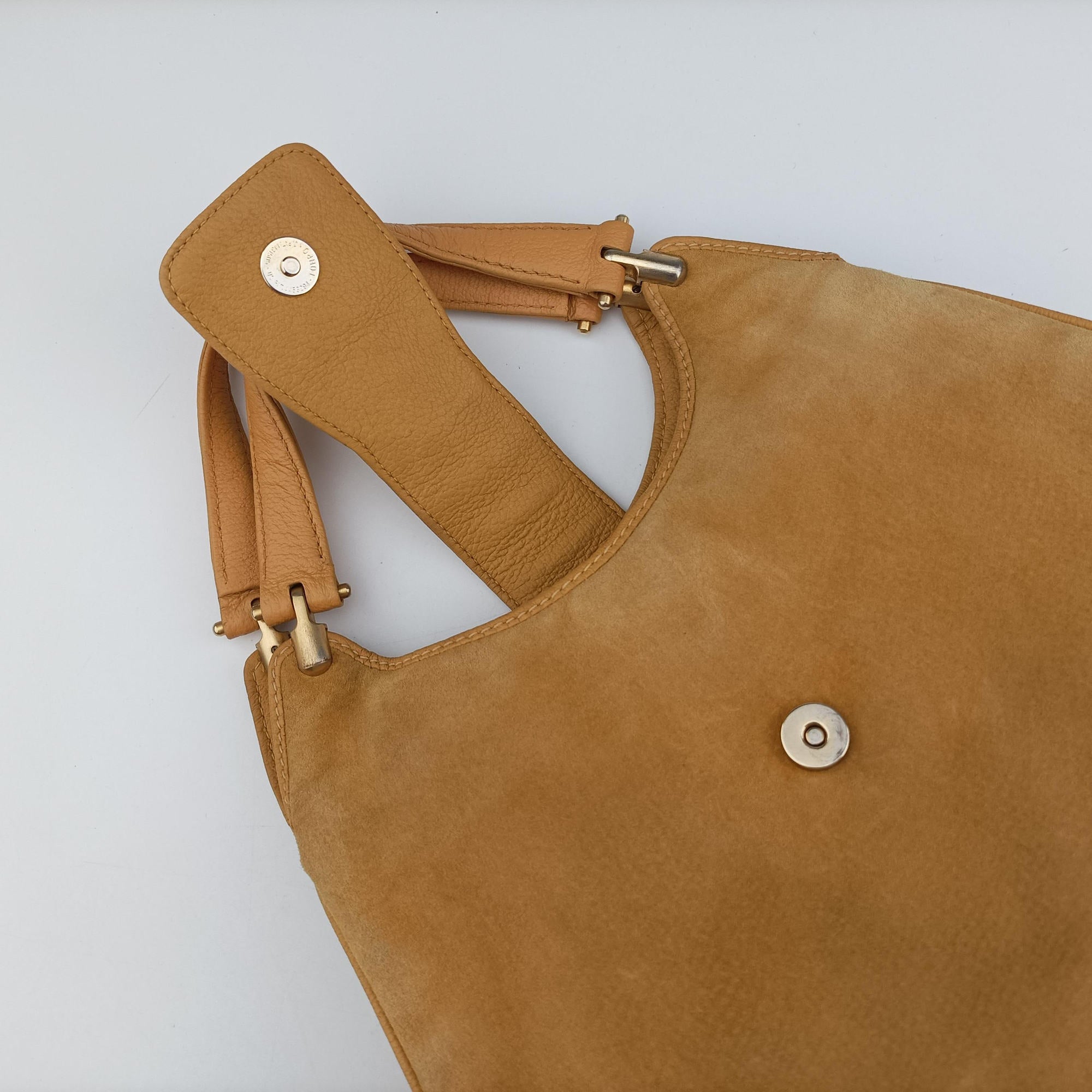 Pre-owned Gucci Stirrup Camel Suede 001.05 shoulderbag | stylenewstar