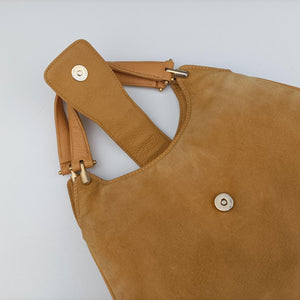 Pre-owned Gucci Stirrup Camel Suede 001.05 shoulderbag | stylenewstar