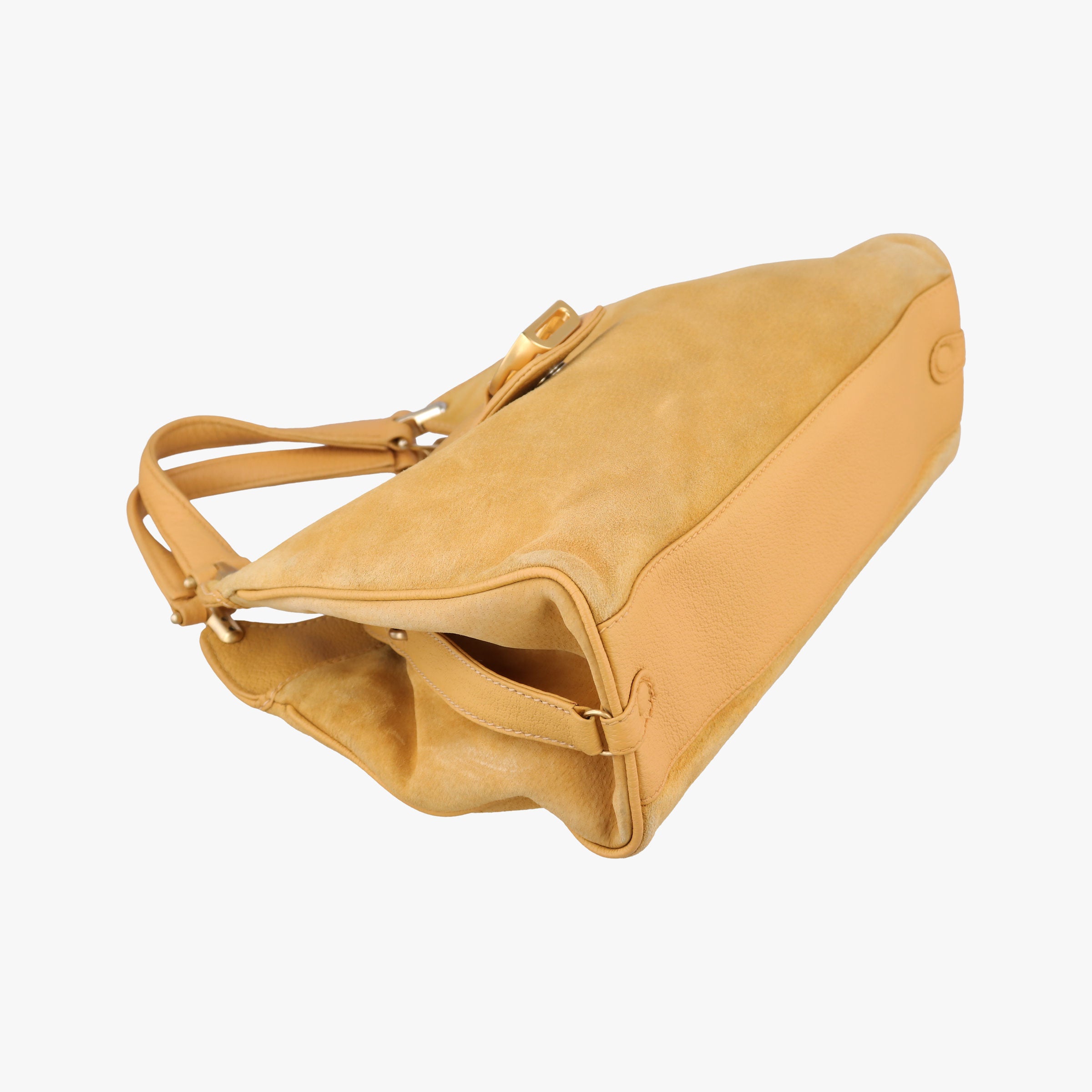Pre-owned Gucci Stirrup Camel Suede 001.05 shoulderbag | stylenewstar