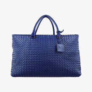 Pre-owned Bottega Veneta Intrecciato Briefcase Blue lambskin  handbag | stylenewstar