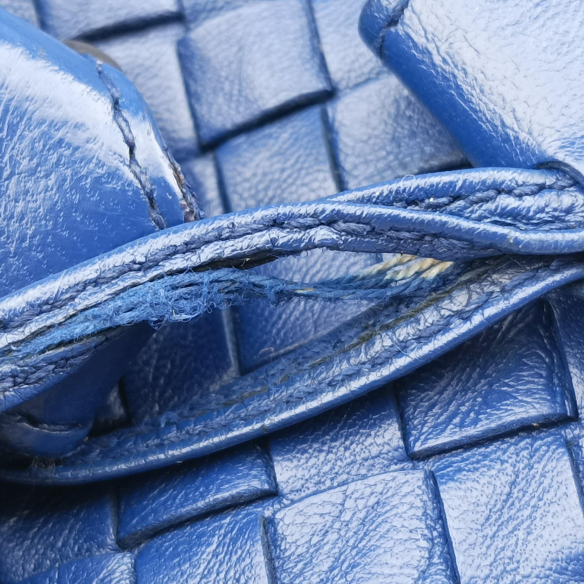 Pre-owned Bottega Veneta Intrecciato Briefcase Blue lambskin  handbag | stylenewstar