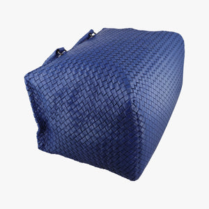 Pre-owned Bottega Veneta Intrecciato Briefcase Blue lambskin  handbag | stylenewstar