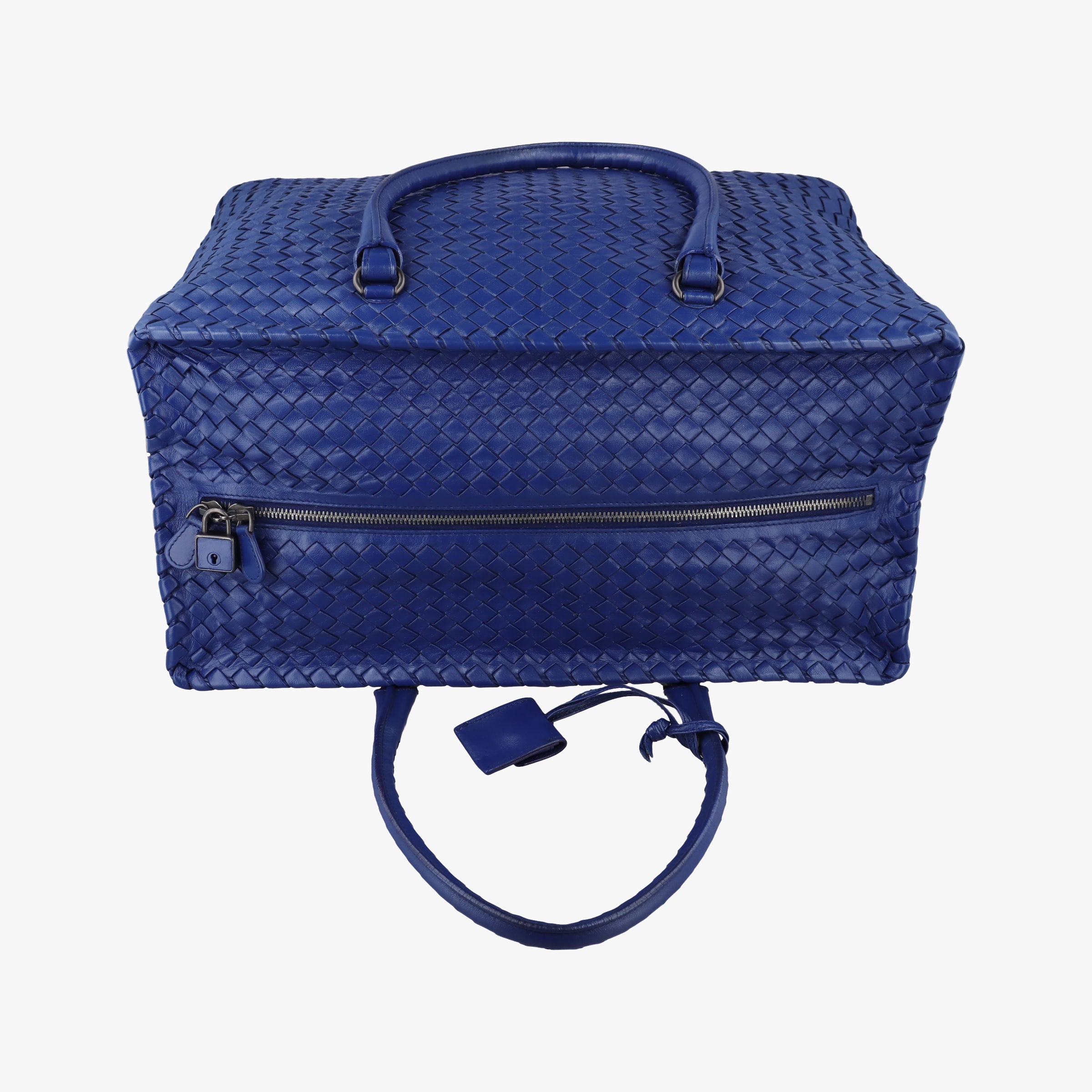 Pre-owned Bottega Veneta Intrecciato Briefcase Blue lambskin  handbag | stylenewstar