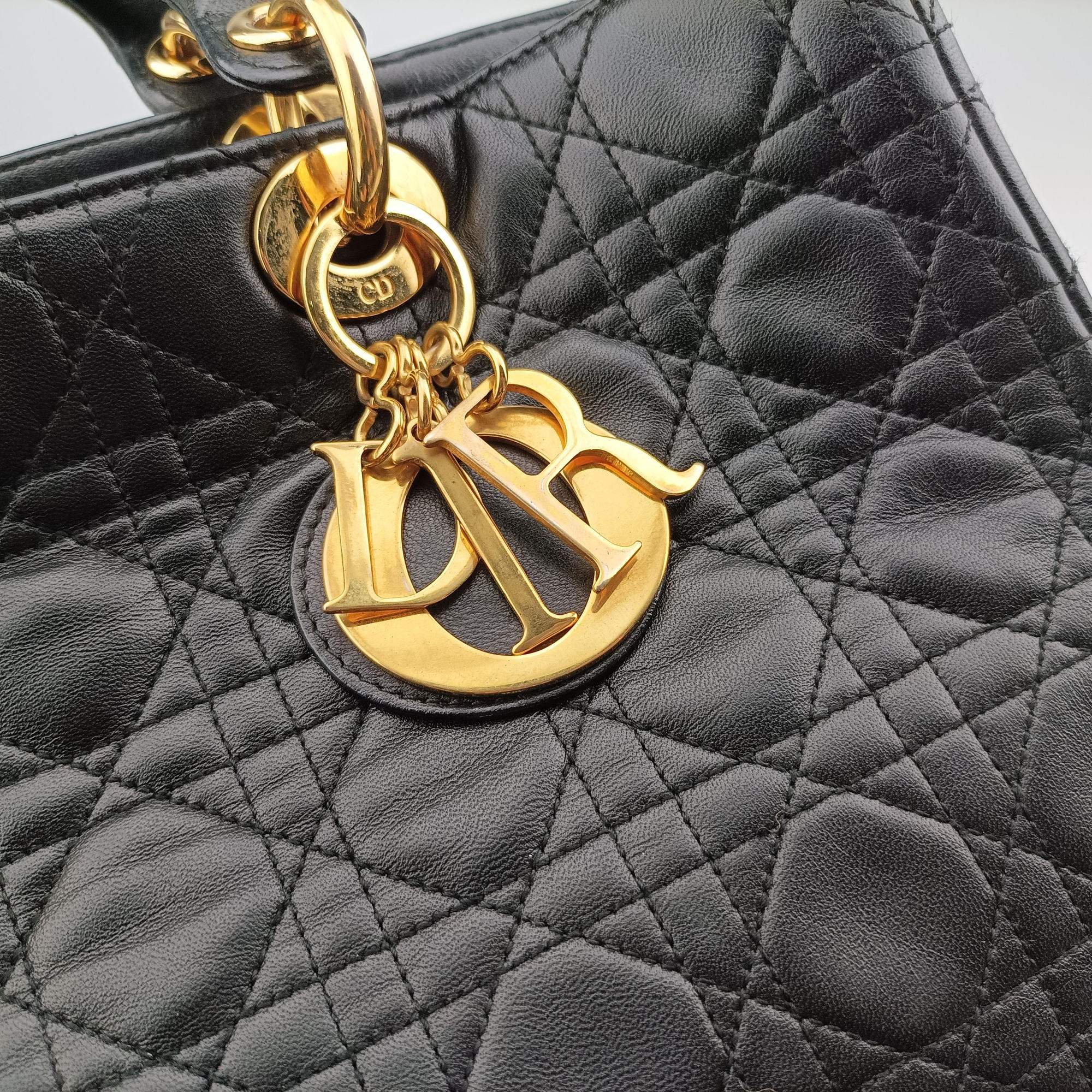 Vintage Christian Dior Lady Dior Black lambskin  handbag | stylenewstar