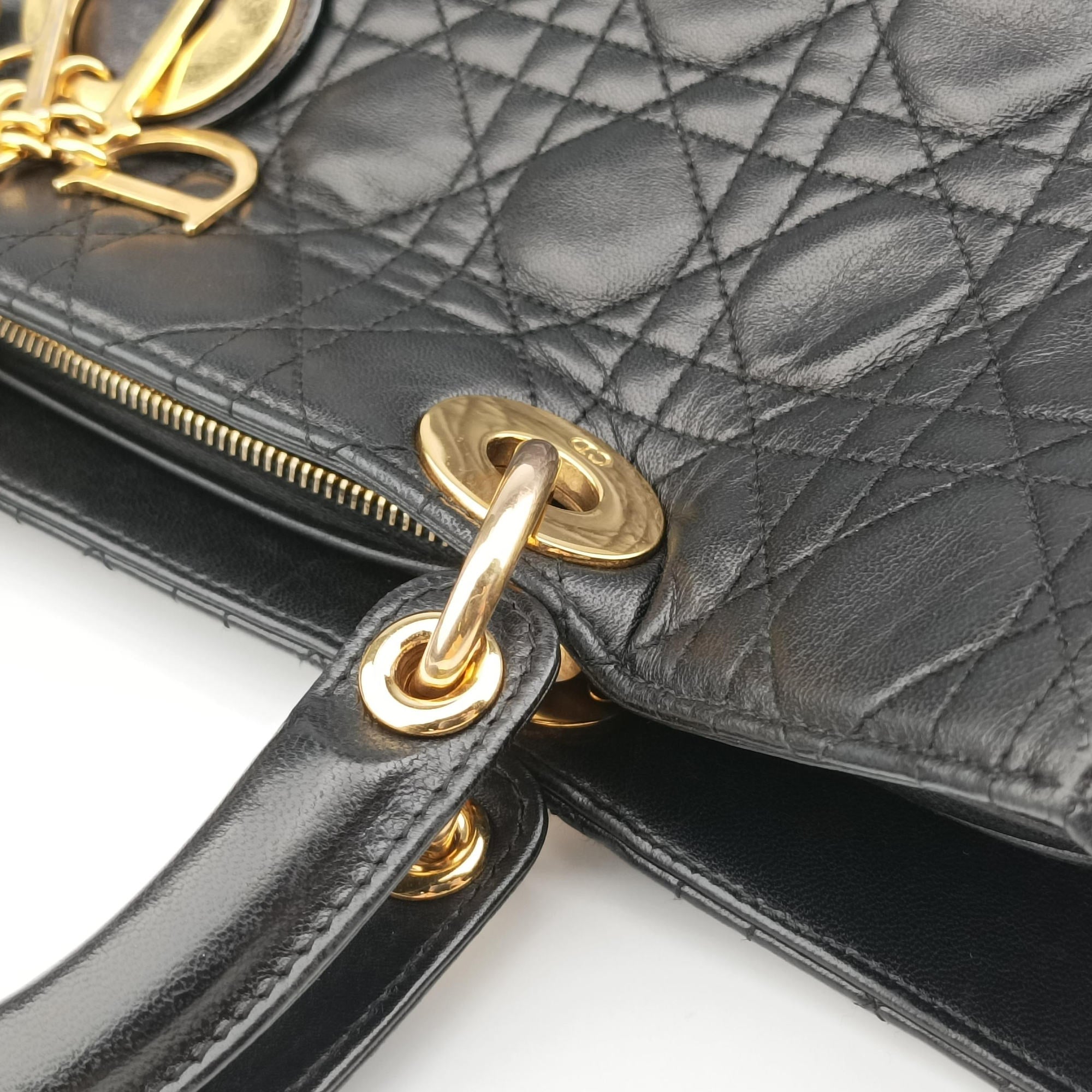 Vintage Christian Dior Lady Dior Black lambskin  handbag | stylenewstar