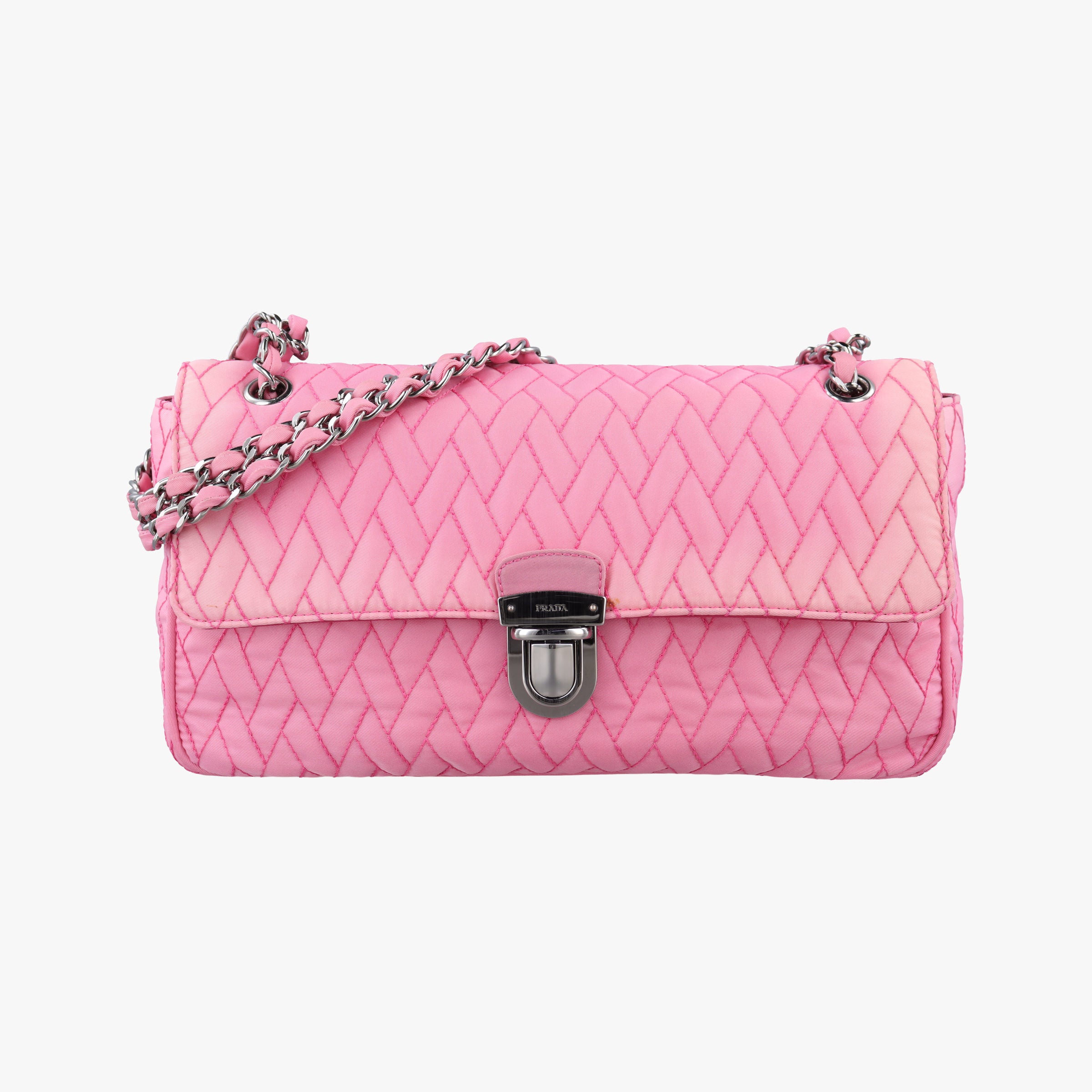 Secondhand Prada Tessuto Impunture Push Lock Opale nylon 1BD038 shoulderbag | stylenewstar