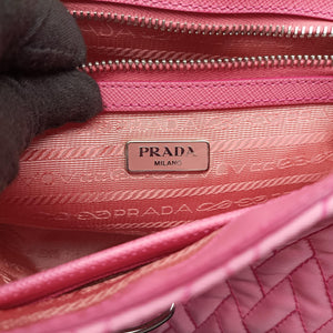 Secondhand Prada Tessuto Impunture Push Lock Opale nylon 1BD038 shoulderbag | stylenewstar