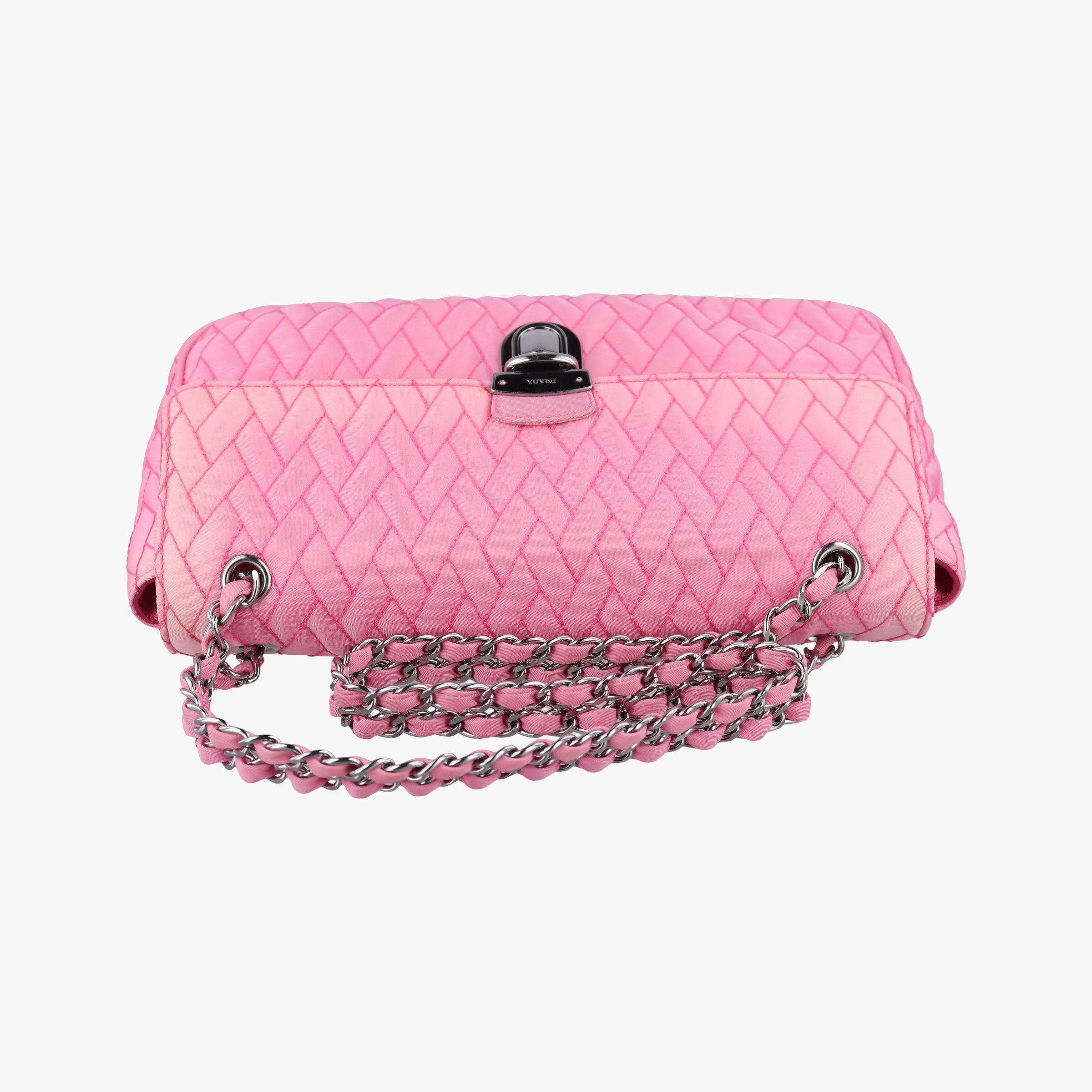 Secondhand Prada Tessuto Impunture Push Lock Opale nylon 1BD038 shoulderbag | stylenewstar