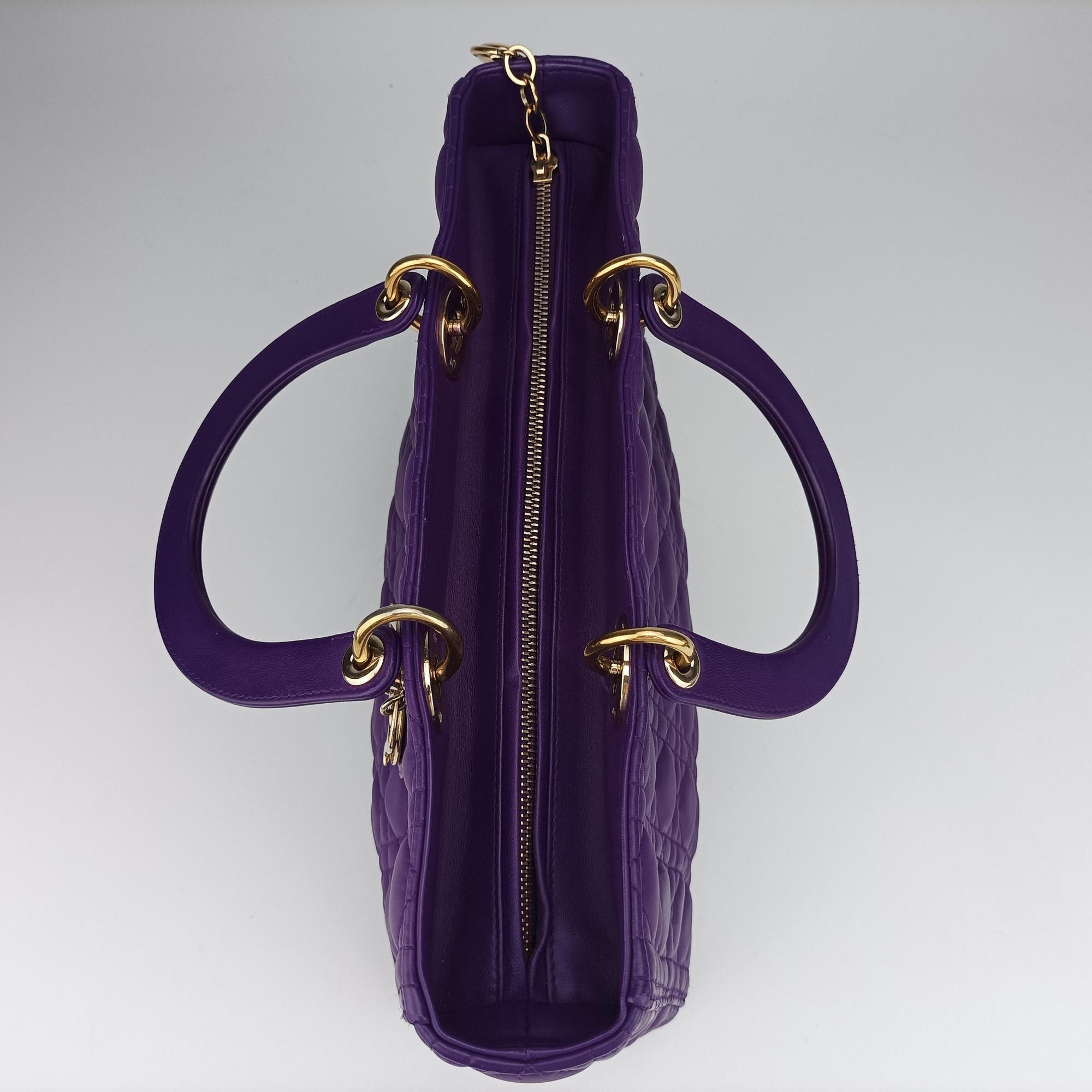 Pre-owned Christian Dior Lady Dior Purple lambskin  handbag | stylenewstar