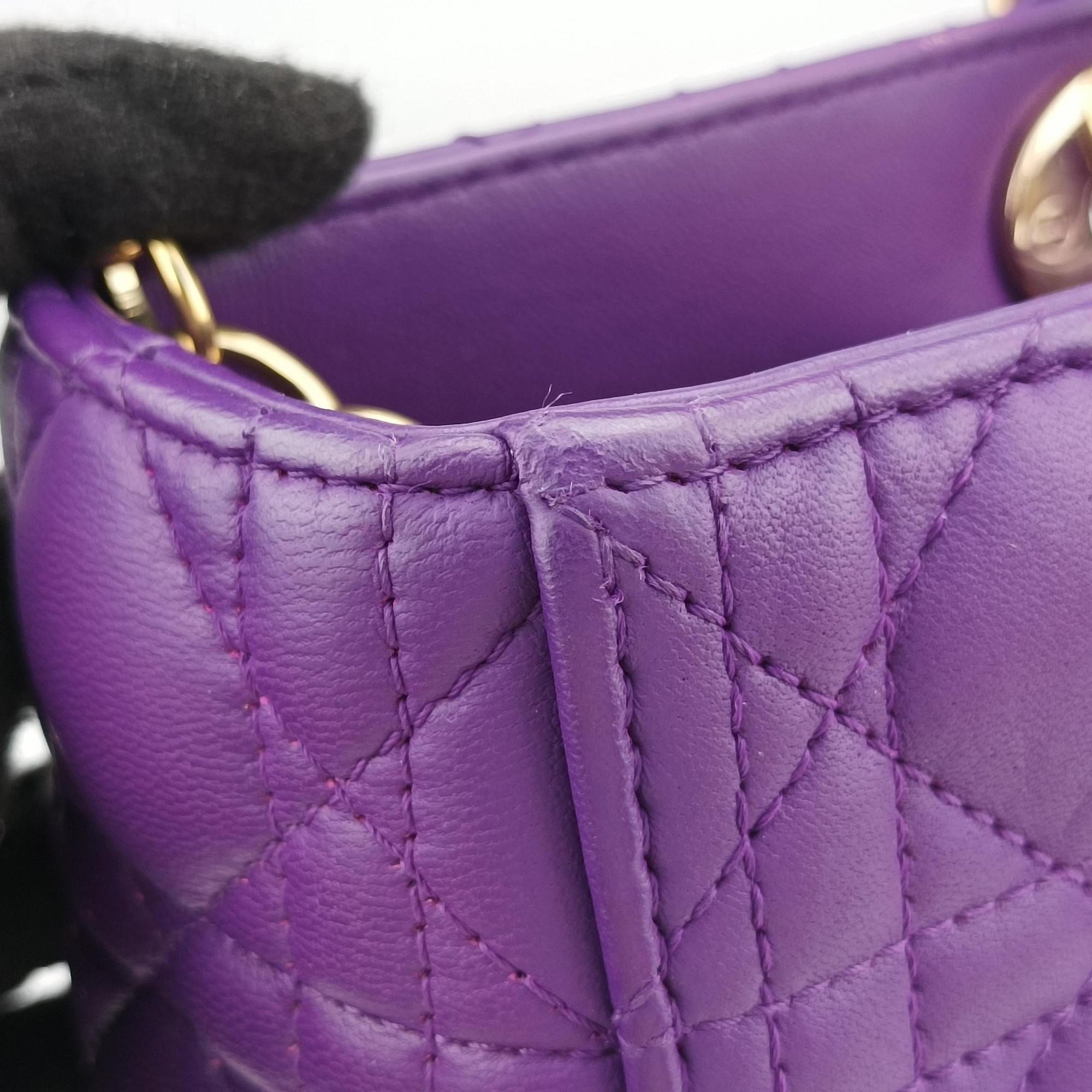 Pre-owned Christian Dior Lady Dior Purple lambskin  handbag | stylenewstar