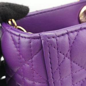 Pre-owned Christian Dior Lady Dior Purple lambskin  handbag | stylenewstar