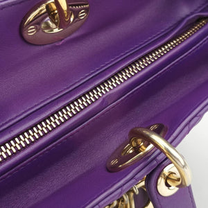 Pre-owned Christian Dior Lady Dior Purple lambskin  handbag | stylenewstar