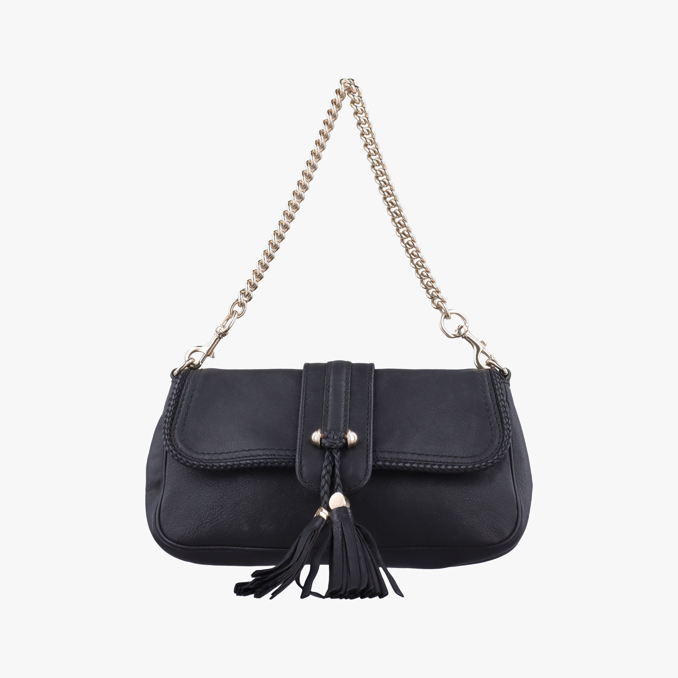 Pre-owned Gucci Marrakech Black Leather 257032 shoulderbag | stylenewstar