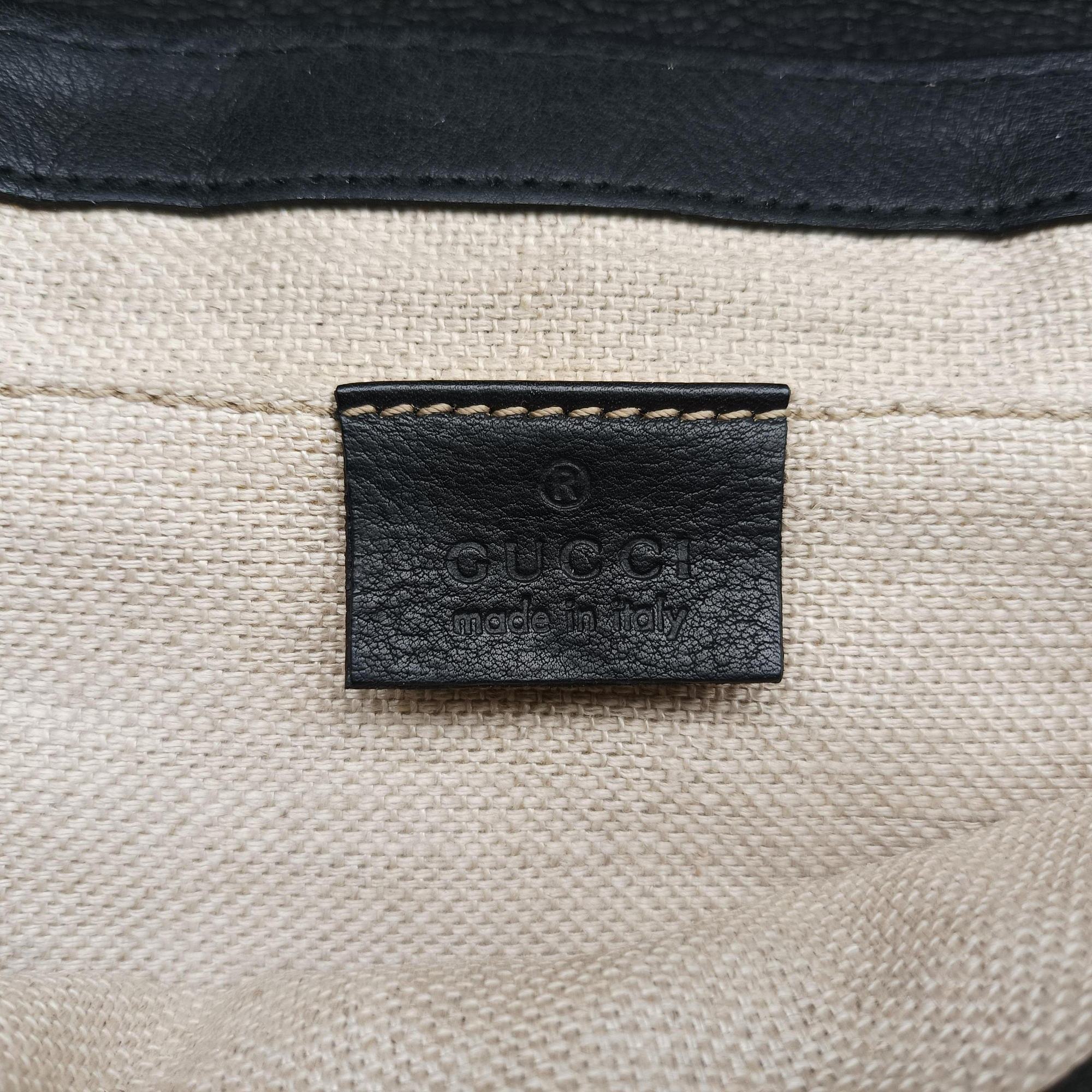 Pre-owned Gucci Marrakech Black Leather 257032 shoulderbag | stylenewstar