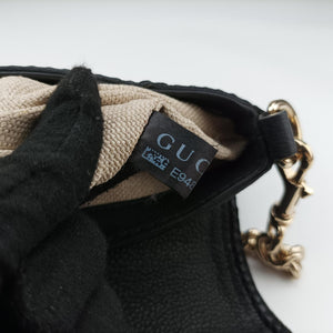 Pre-owned Gucci Marrakech Black Leather 257032 shoulderbag | stylenewstar