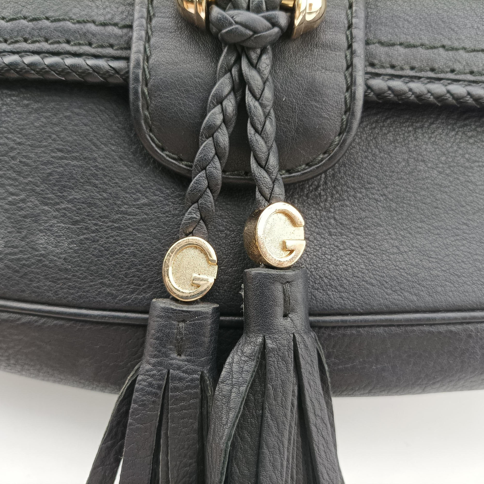 Pre-owned Gucci Marrakech Black Leather 257032 shoulderbag | stylenewstar