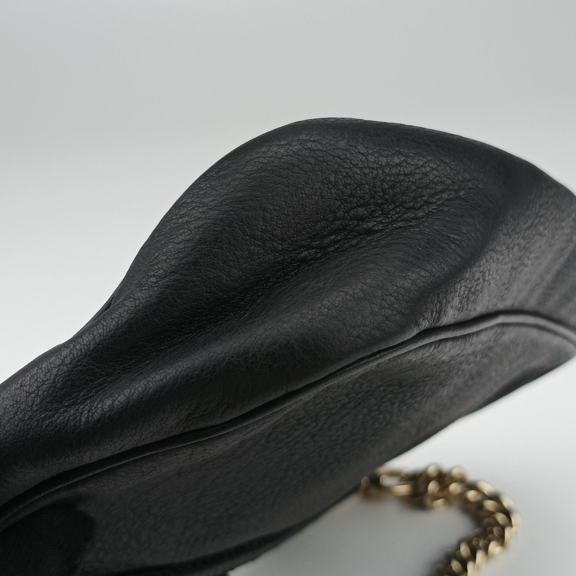 Pre-owned Gucci Marrakech Black Leather 257032 shoulderbag | stylenewstar