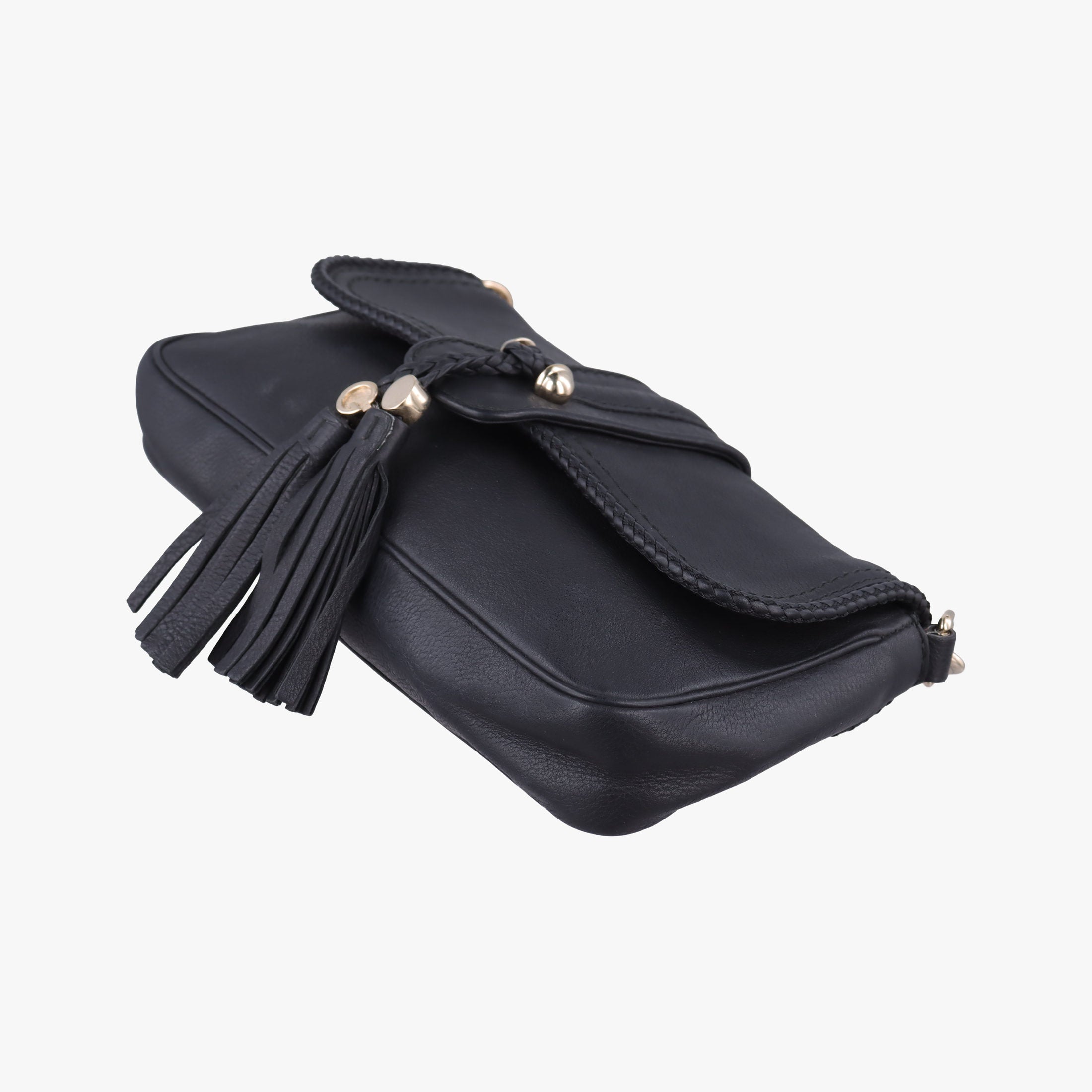 Pre-owned Gucci Marrakech Black Leather 257032 shoulderbag | stylenewstar