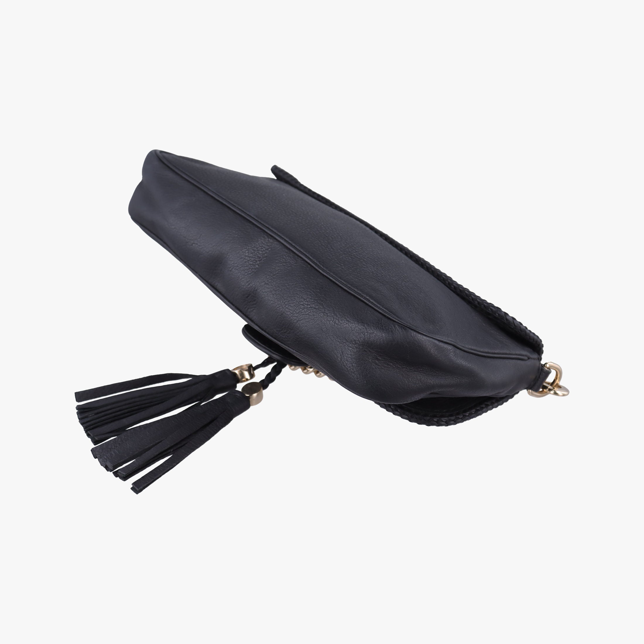 Pre-owned Gucci Marrakech Black Leather 257032 shoulderbag | stylenewstar
