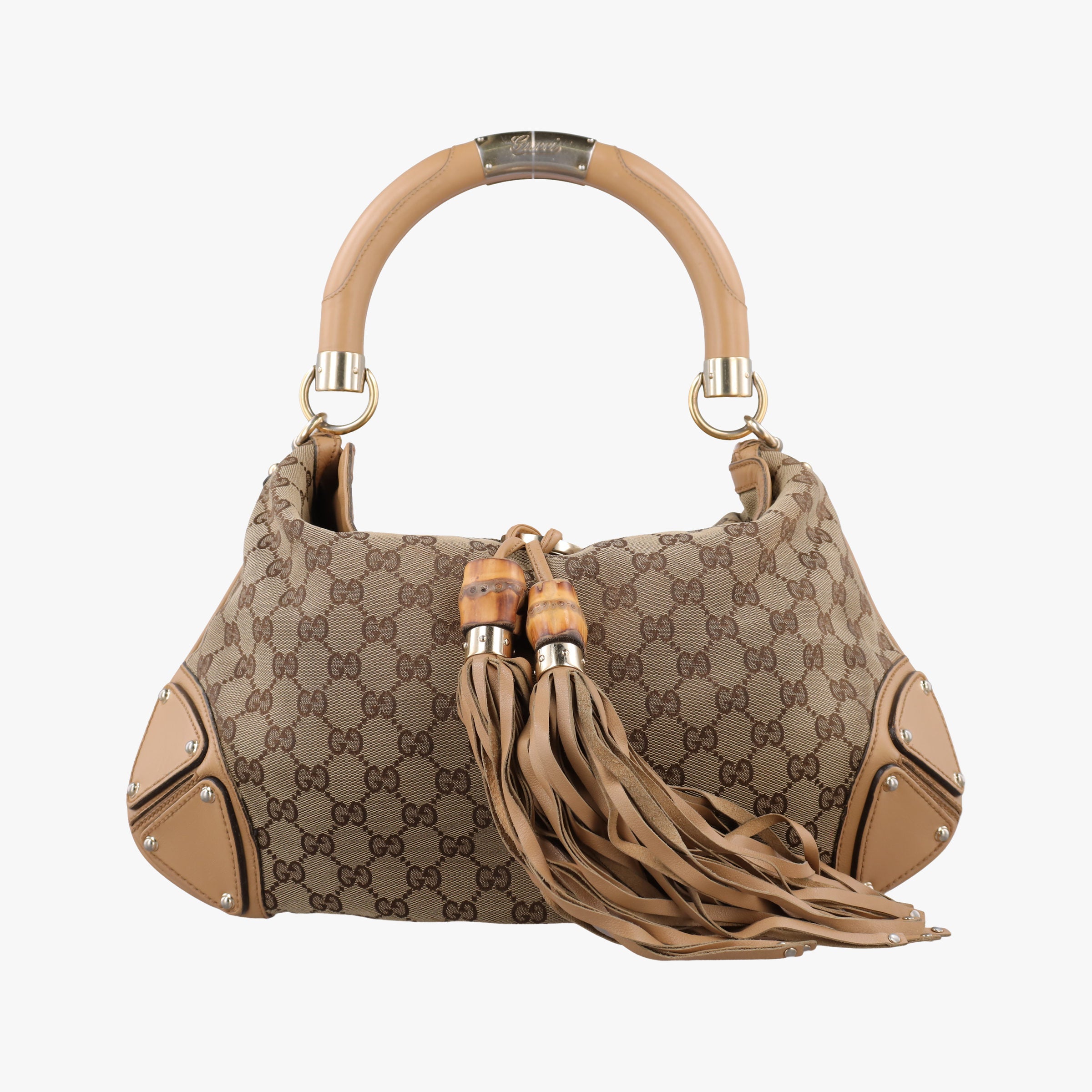 Pre-owned Gucci Indy Babouska Brown canvas 185566 handbag | stylenewstar