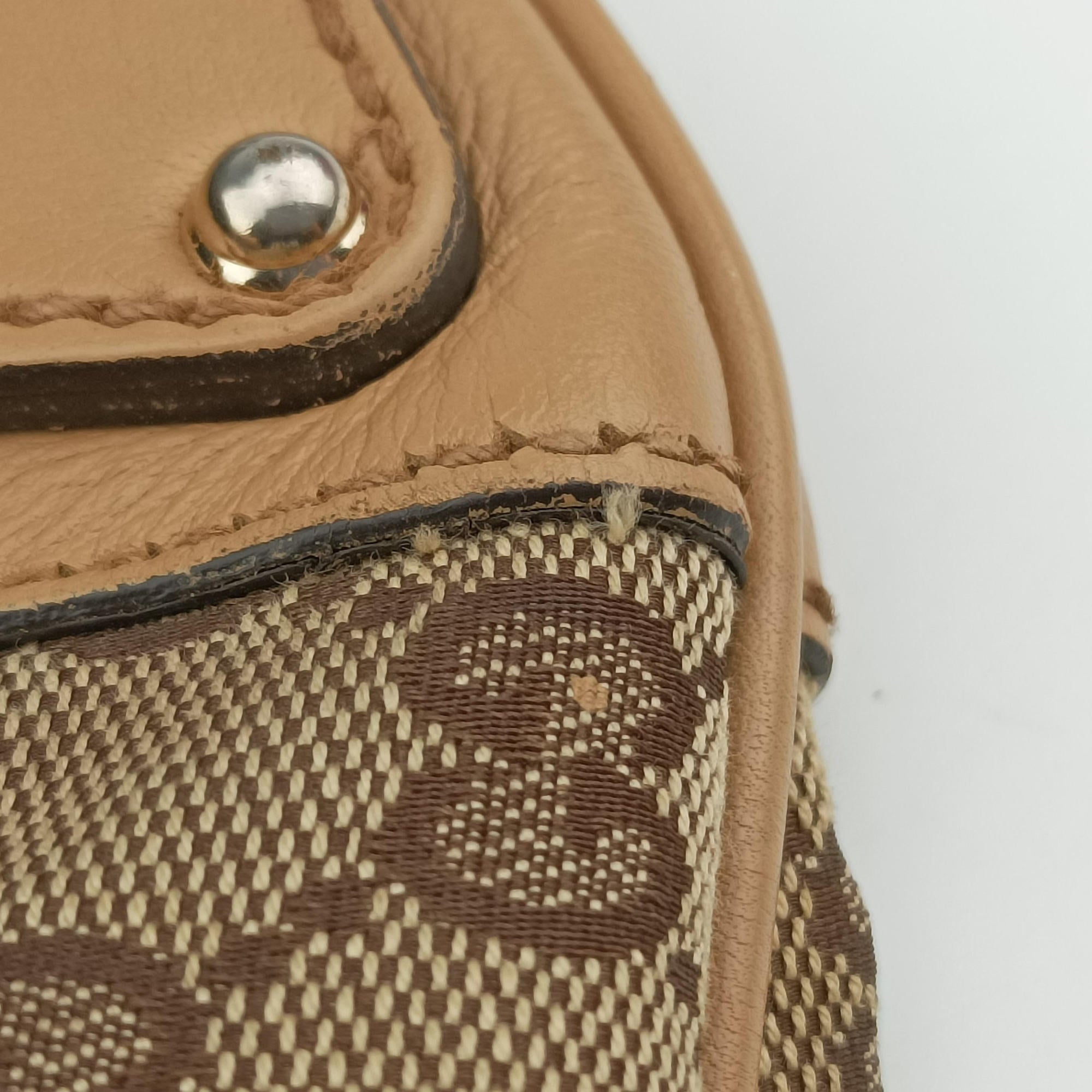 Pre-owned Gucci Indy Babouska Brown canvas 185566 handbag | stylenewstar