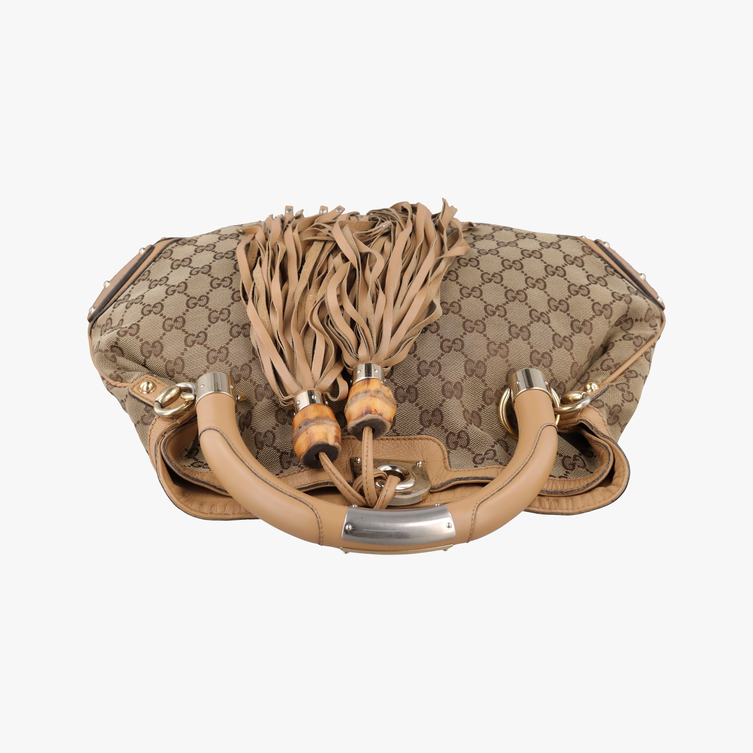 Pre-owned Gucci Indy Babouska Brown canvas 185566 handbag | stylenewstar