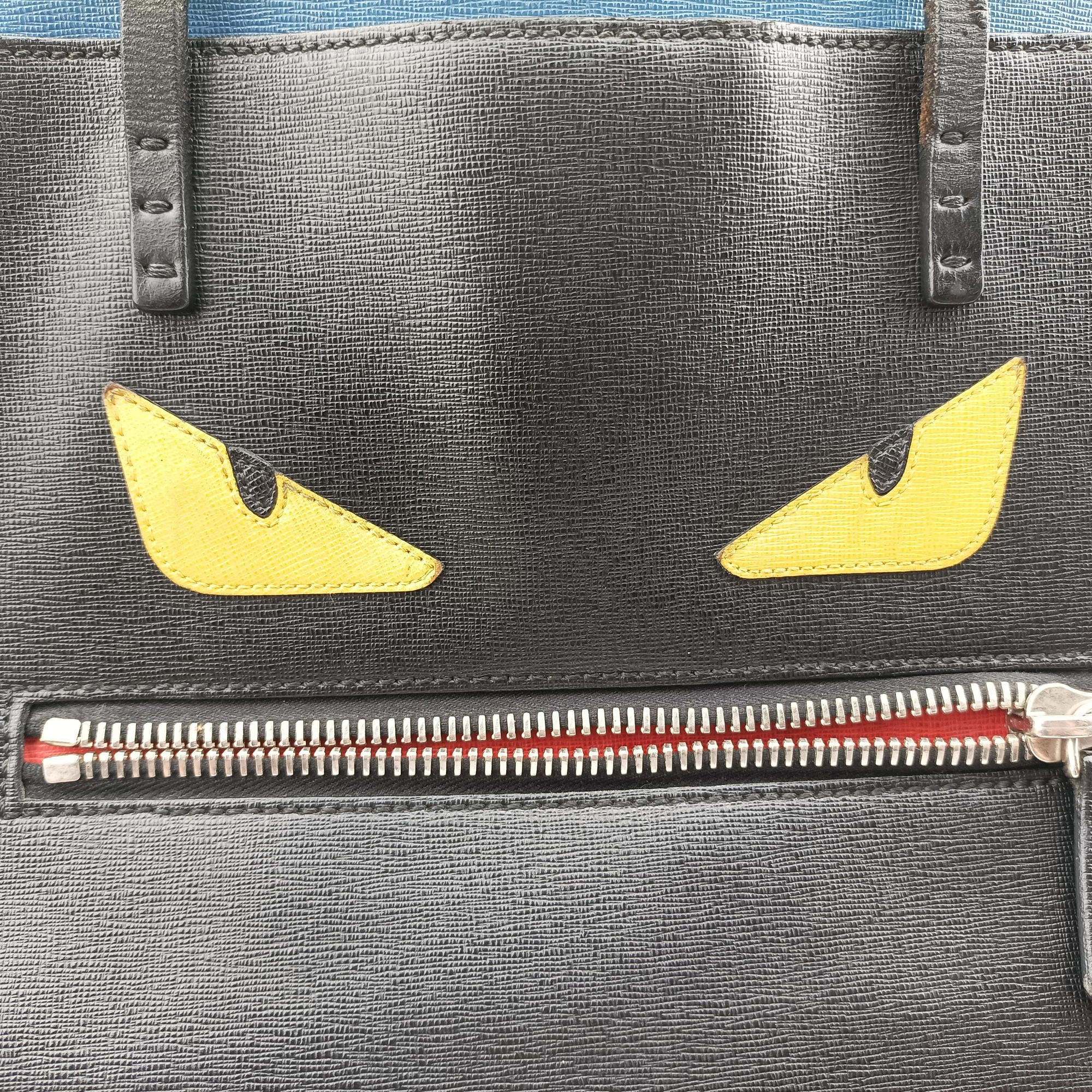 Pre-owned Fendi Hollow Tote Black Leather 8BH185 shoulderbag | stylenewstar
