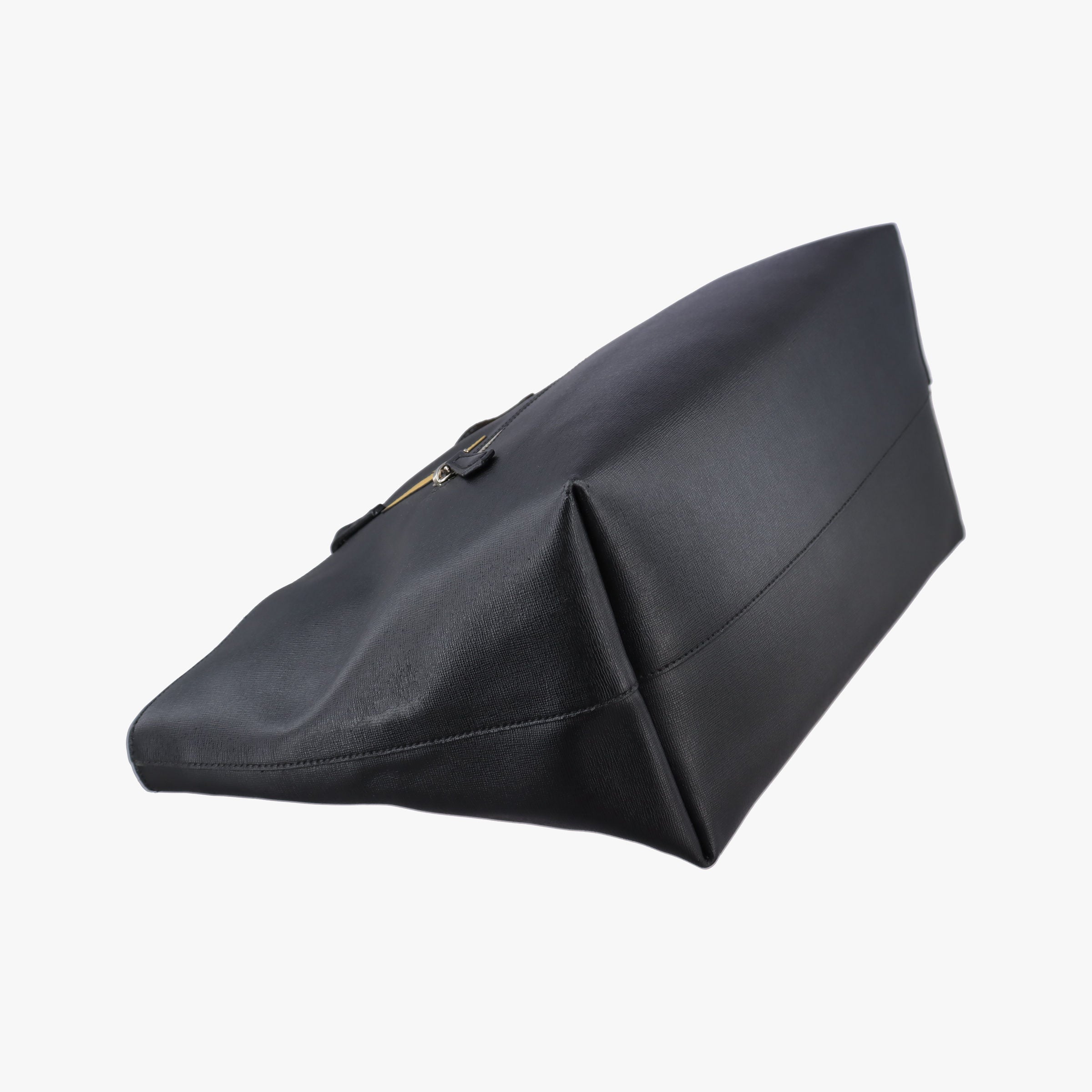 Pre-owned Fendi Hollow Tote Black Leather 8BH185 shoulderbag | stylenewstar