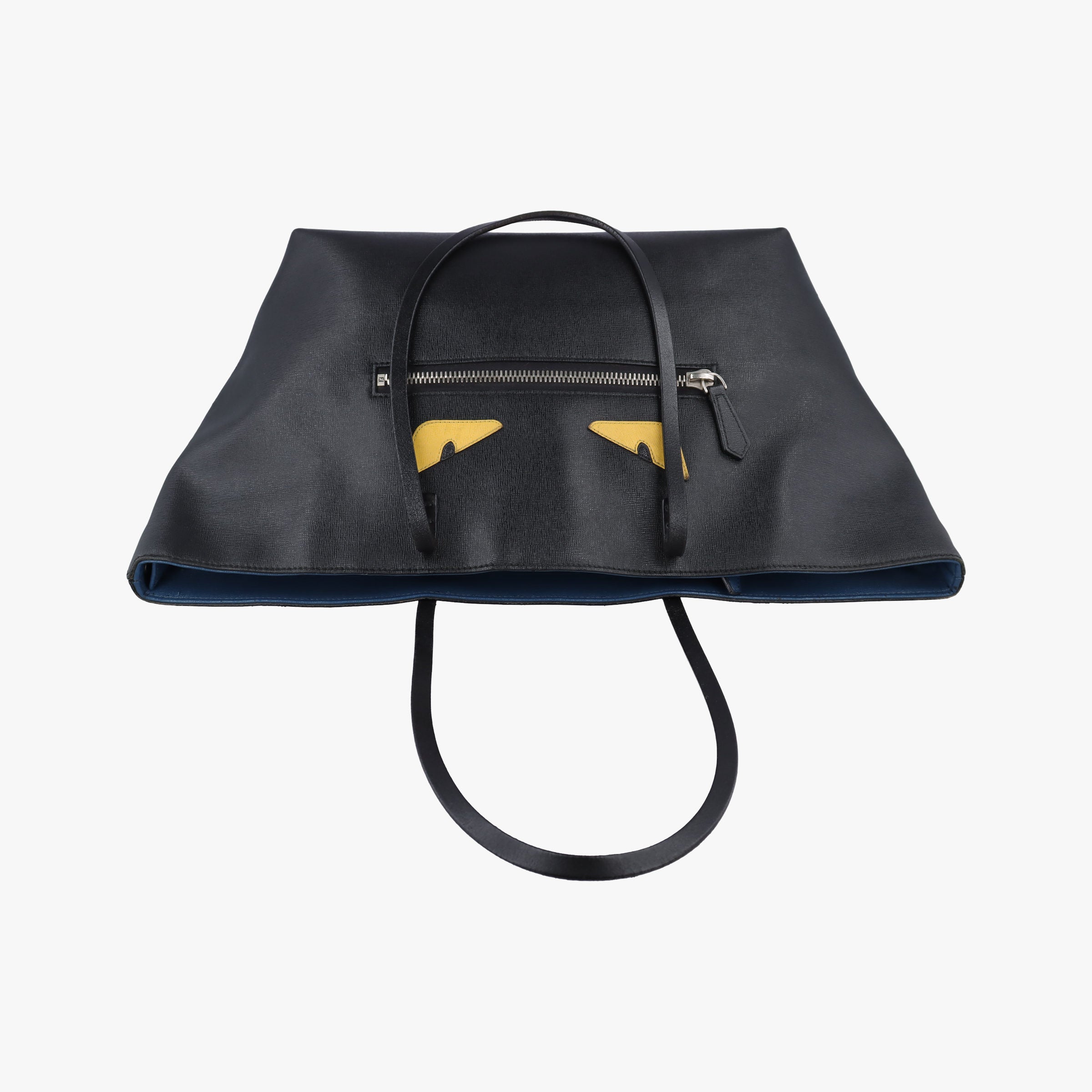 Pre-owned Fendi Hollow Tote Black Leather 8BH185 shoulderbag | stylenewstar