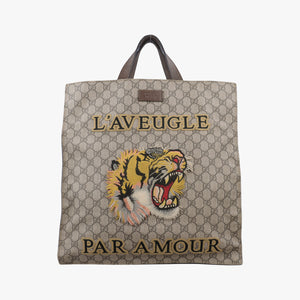 Pre-owned Gucci GG Supreme Bee Brown PVC coated canvas 450950 handbag | stylenewstar