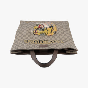 Pre-owned Gucci GG Supreme Bee Brown PVC coated canvas 450950 handbag | stylenewstar
