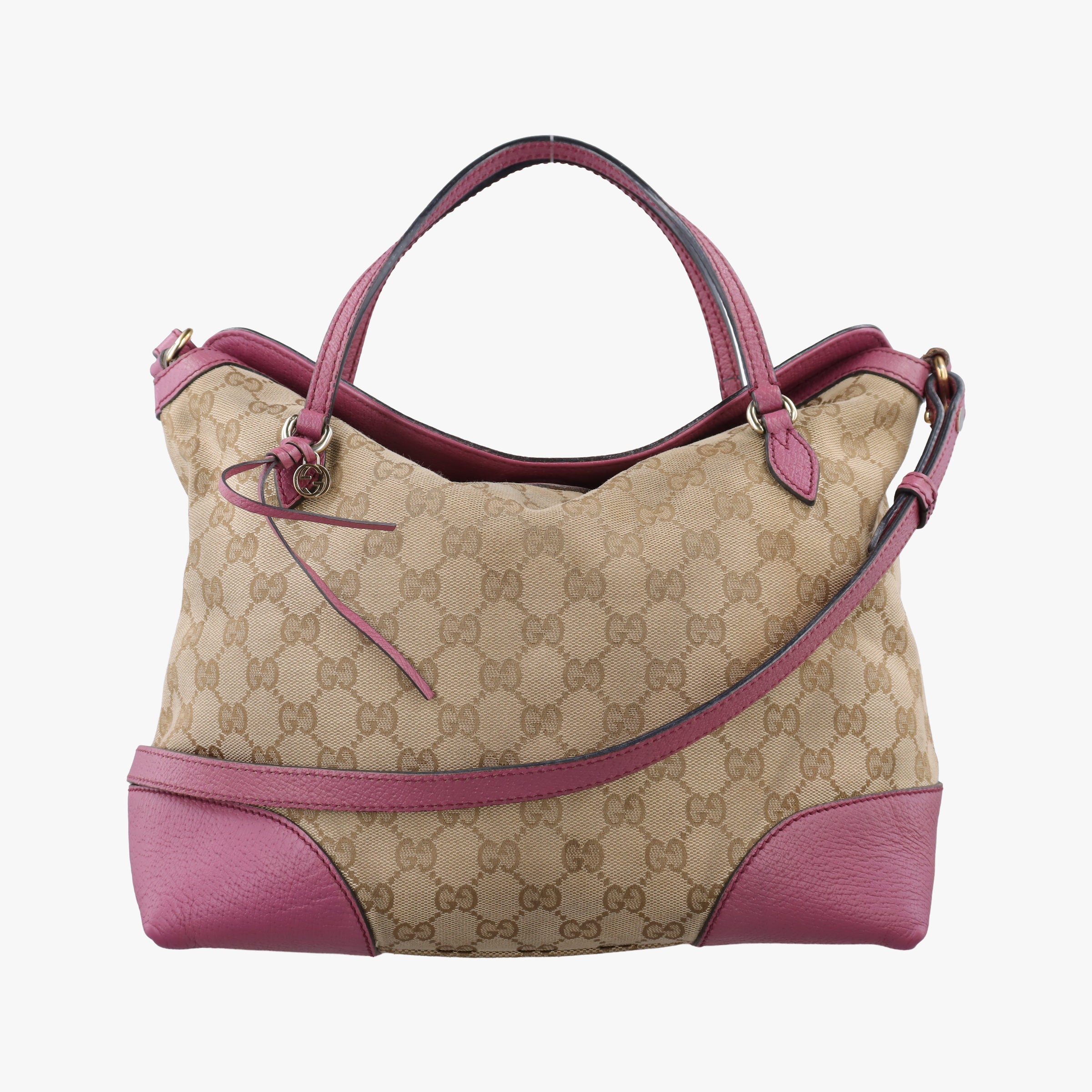 Pre-owned Gucci Guccissima Bree Beige × Raspberry Pink GG canvas×Leather 353120 shoulderbag | stylenewstar