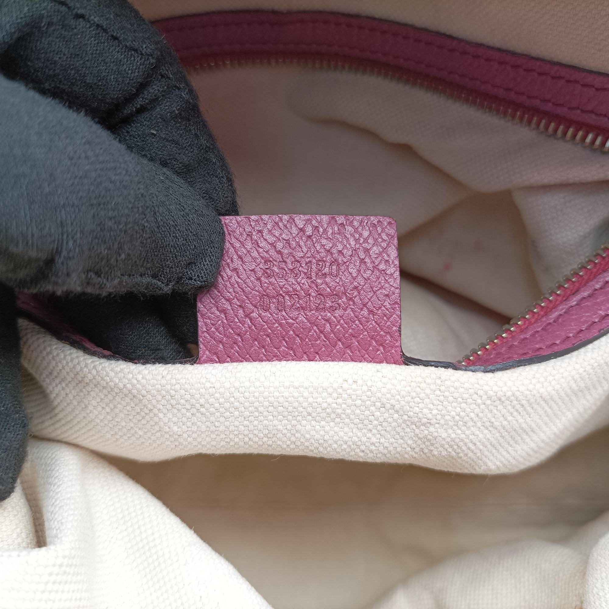 Pre-owned Gucci Guccissima Bree Beige × Raspberry Pink GG canvas×Leather 353120 shoulderbag | stylenewstar
