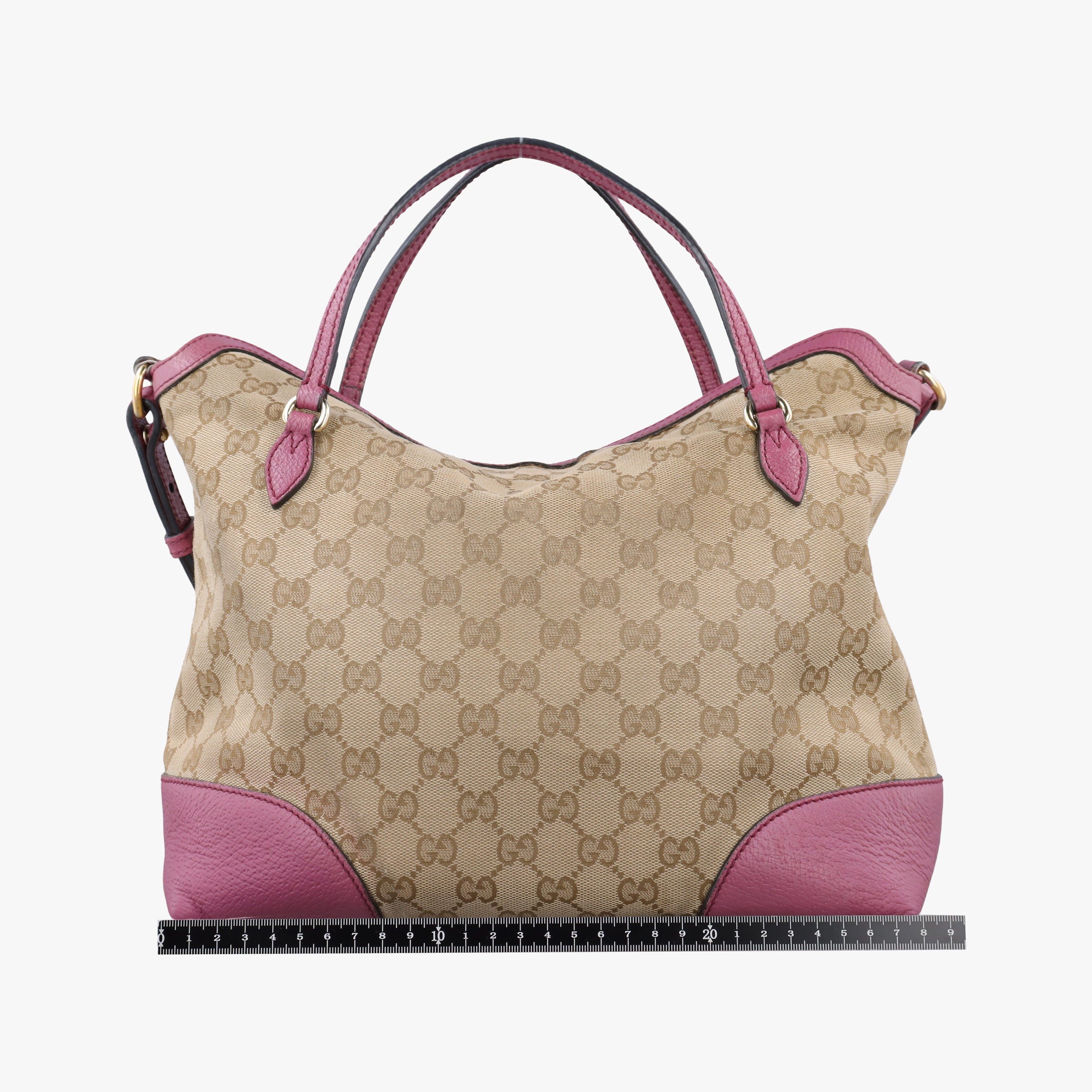 Pre-owned Gucci Guccissima Bree Beige × Raspberry Pink GG canvas×Leather 353120 shoulderbag | stylenewstar