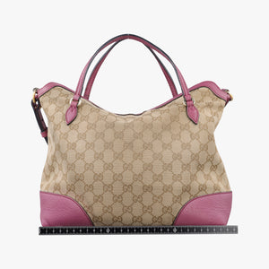 Pre-owned Gucci Guccissima Bree Beige × Raspberry Pink GG canvas×Leather 353120 shoulderbag | stylenewstar