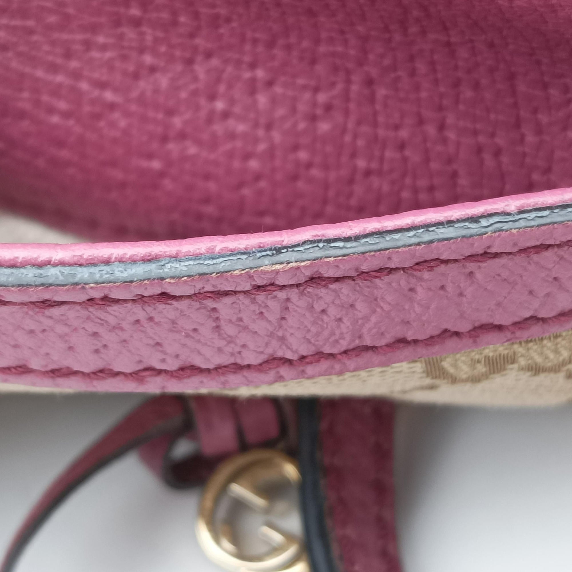 Pre-owned Gucci Guccissima Bree Beige × Raspberry Pink GG canvas×Leather 353120 shoulderbag | stylenewstar