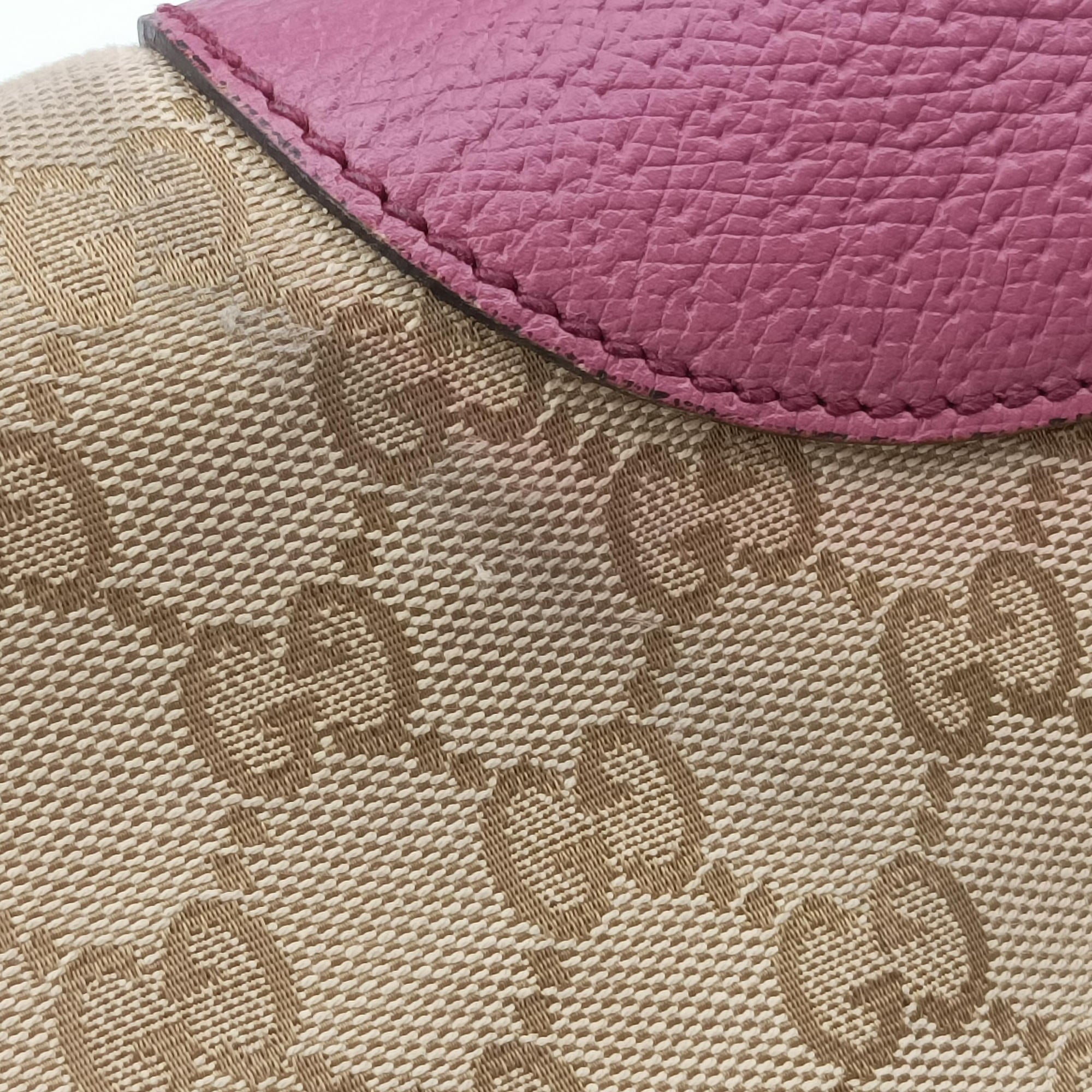 Pre-owned Gucci Guccissima Bree Beige × Raspberry Pink GG canvas×Leather 353120 shoulderbag | stylenewstar