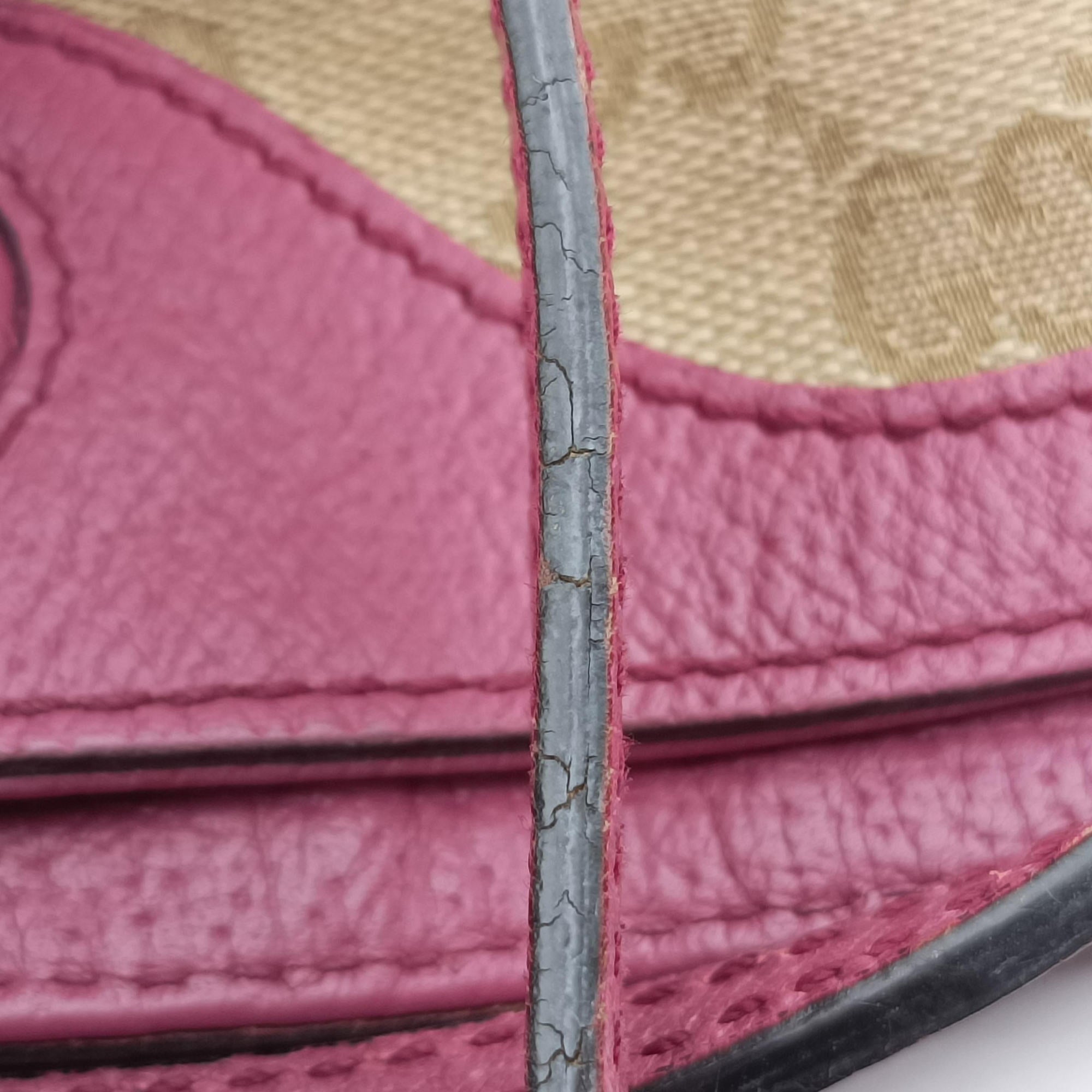 Pre-owned Gucci Guccissima Bree Beige × Raspberry Pink GG canvas×Leather 353120 shoulderbag | stylenewstar