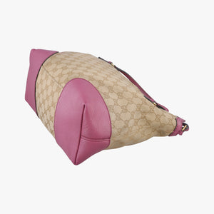 Pre-owned Gucci Guccissima Bree Beige × Raspberry Pink GG canvas×Leather 353120 shoulderbag | stylenewstar
