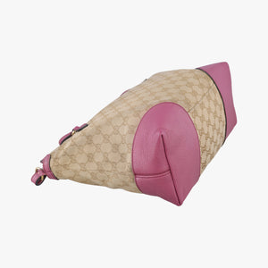 Pre-owned Gucci Guccissima Bree Beige × Raspberry Pink GG canvas×Leather 353120 shoulderbag | stylenewstar