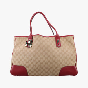 Vintage Gucci GG Supreme Beige × Red GG Canvas×Leather 161719 handbag | stylenewstar