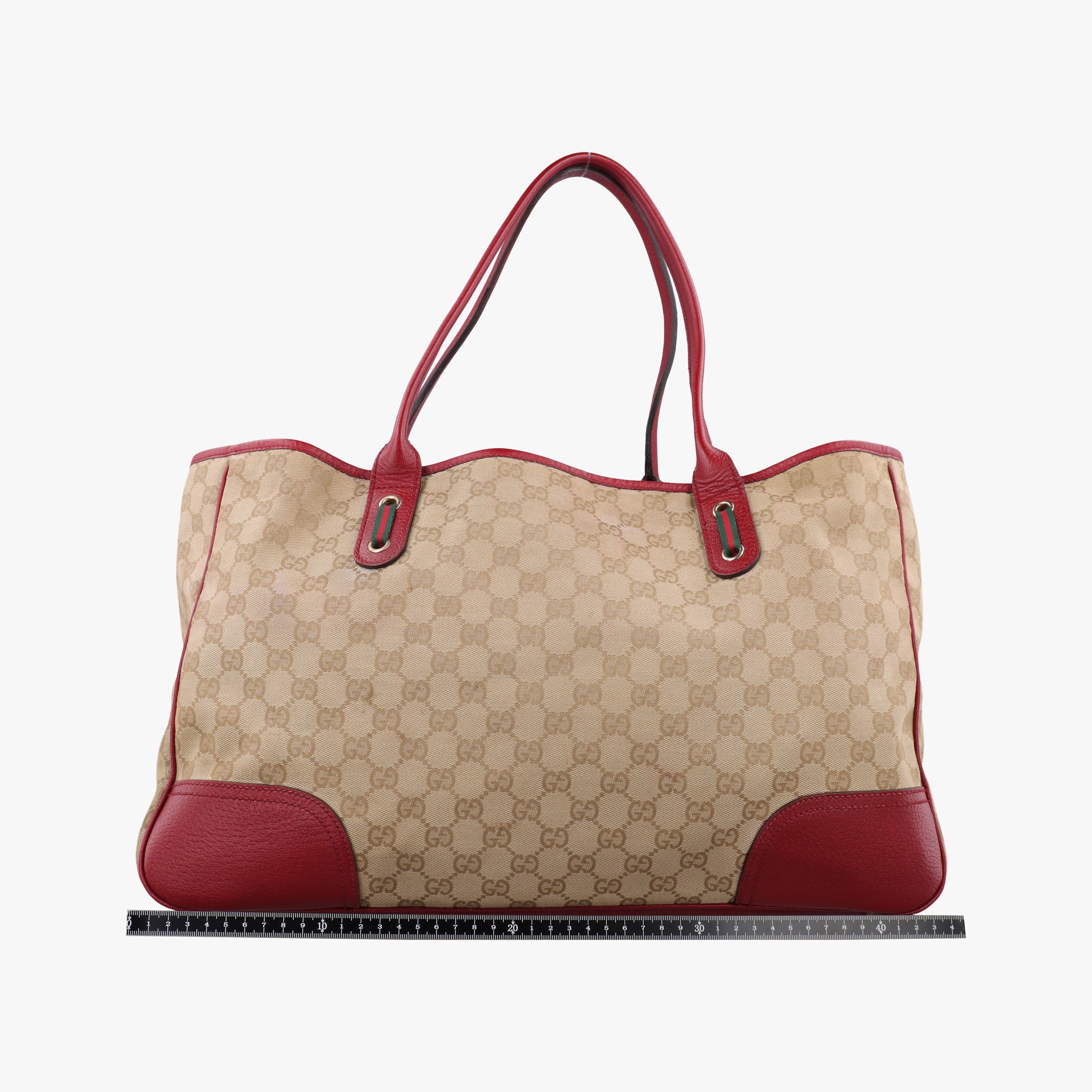 Vintage Gucci GG Supreme Beige × Red GG Canvas×Leather 161719 handbag | stylenewstar