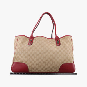 Vintage Gucci GG Supreme Beige × Red GG Canvas×Leather 161719 handbag | stylenewstar