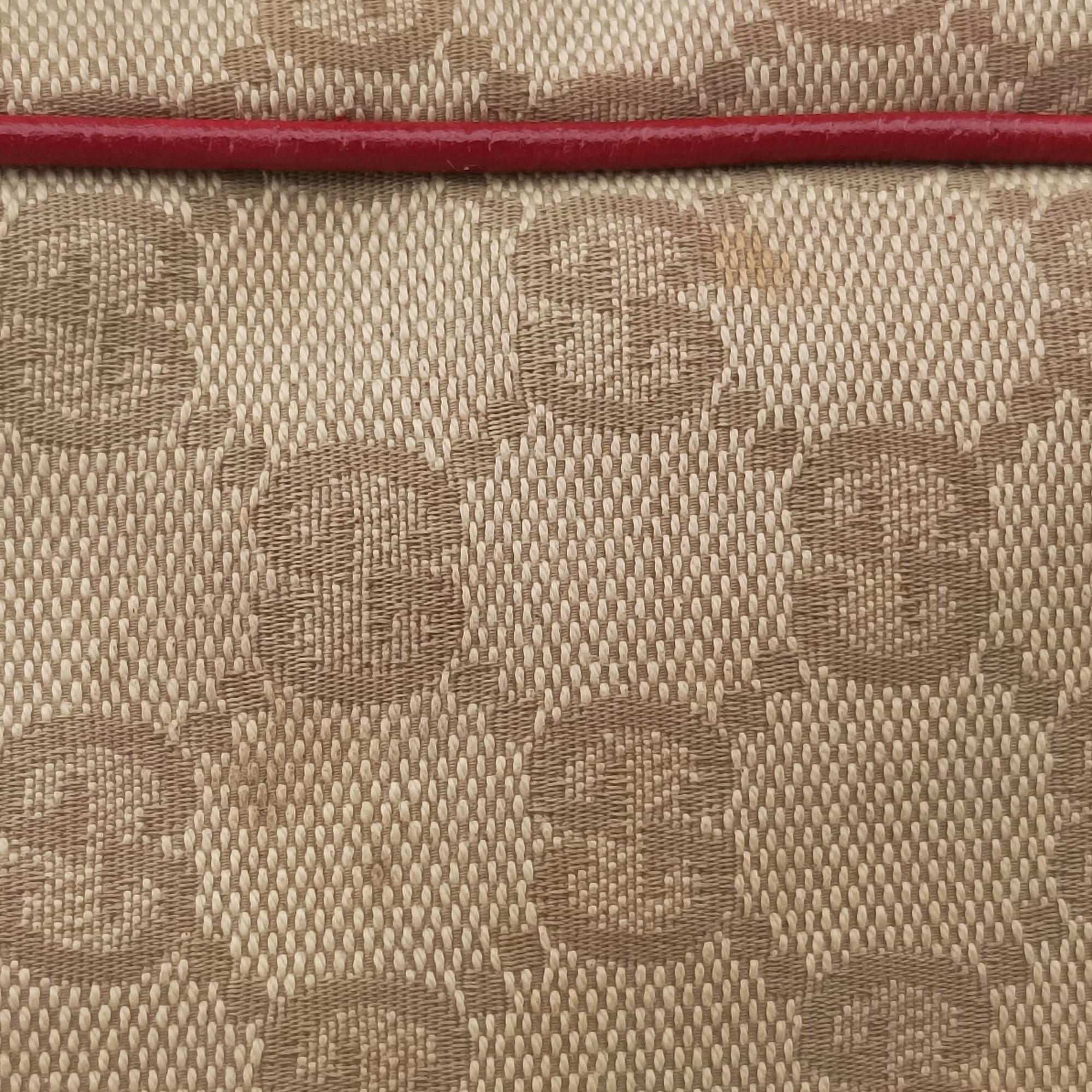 Vintage Gucci GG Supreme Beige × Red GG Canvas×Leather 161719 handbag | stylenewstar