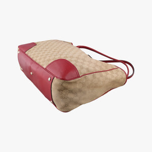 Vintage Gucci GG Supreme Beige × Red GG Canvas×Leather 161719 handbag | stylenewstar