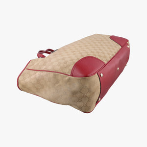 Vintage Gucci GG Supreme Beige × Red GG Canvas×Leather 161719 handbag | stylenewstar