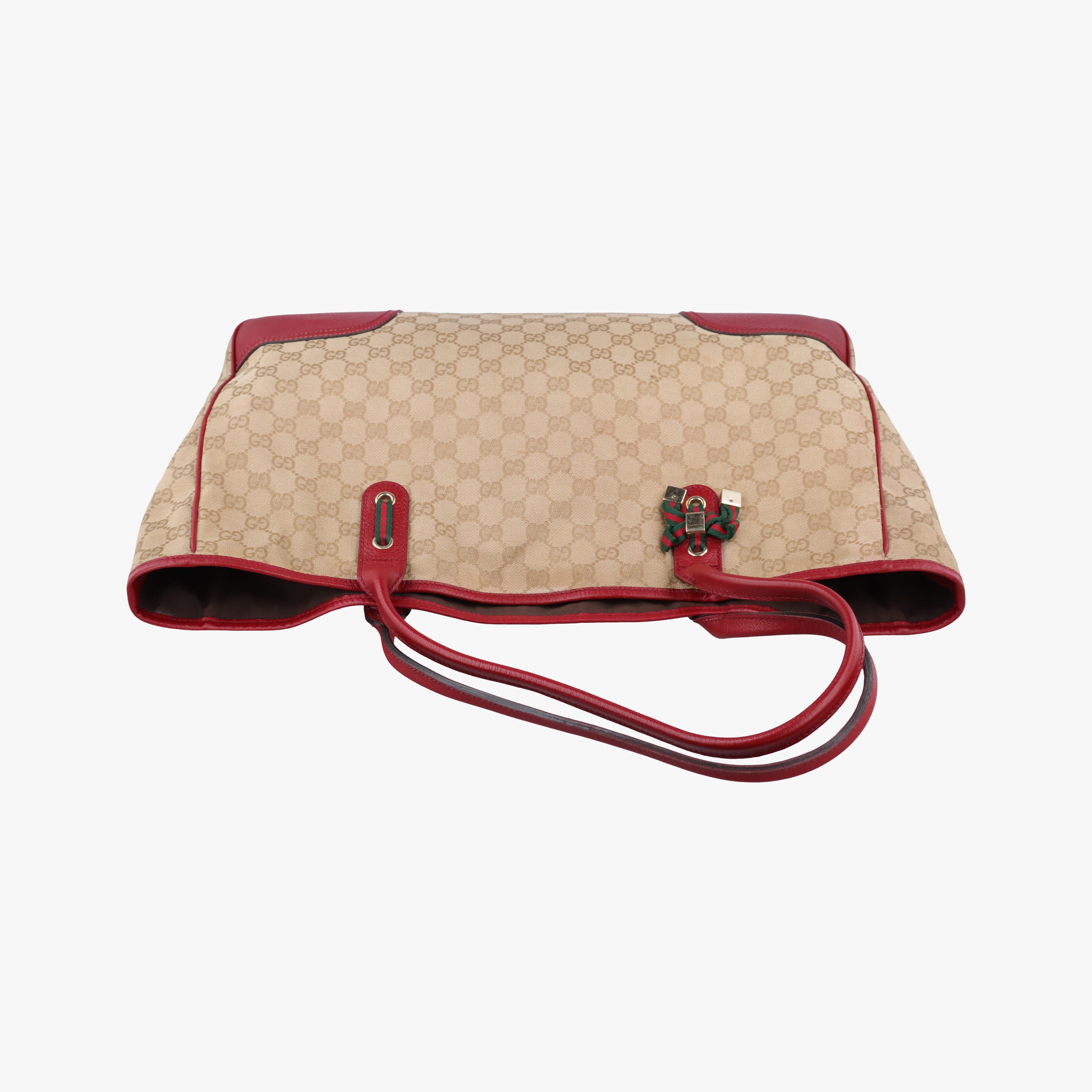 Vintage Gucci GG Supreme Beige × Red GG Canvas×Leather 161719 handbag | stylenewstar